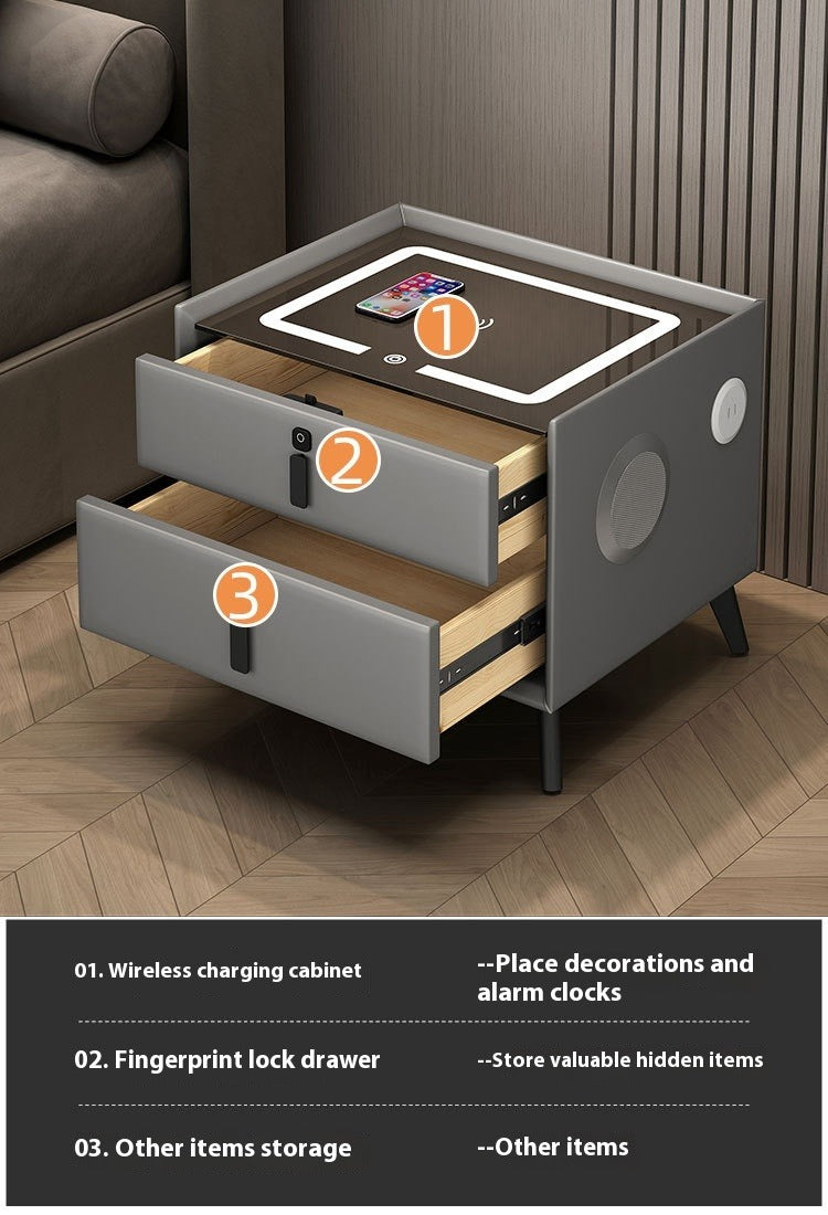 Smart Solid Wood Wireless Charging Bedside Table