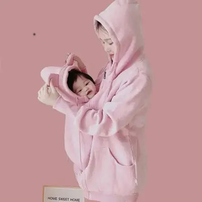 Kangaroo Mother Baby Plush Nursing Sweater Coat